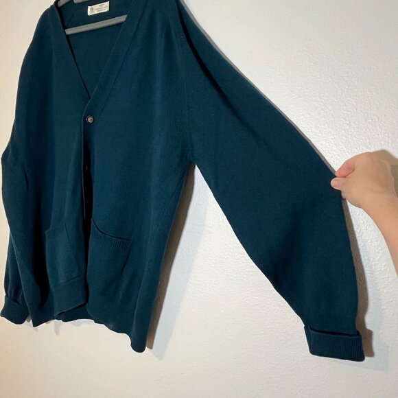 St. Michael Marks & Spenser Lambswool Vintage 1993 Knit Cardigan Green 44 / XL - Picture 5 of 11